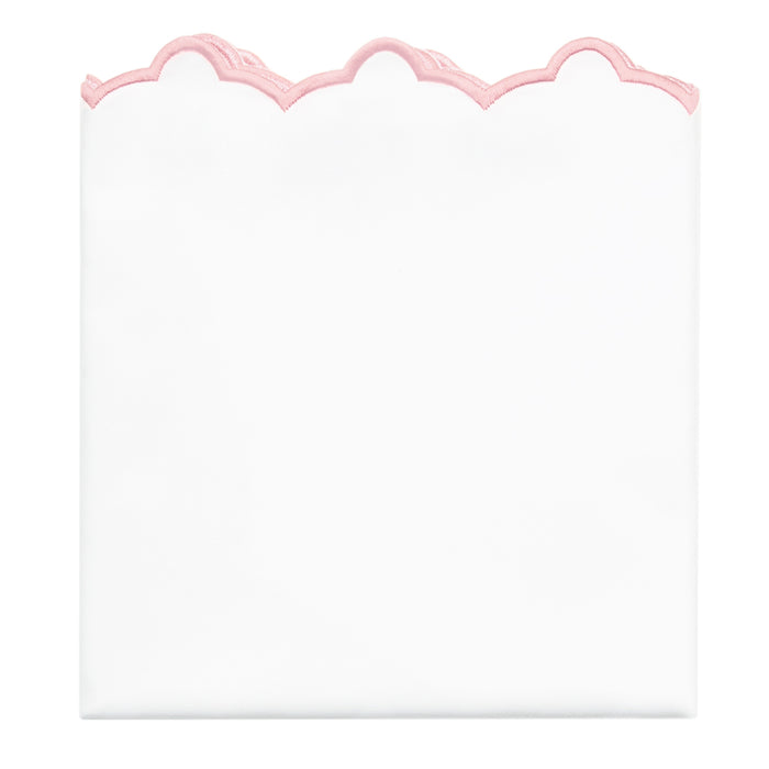 Pink Scalloped Embroidered Pillowcase Pair