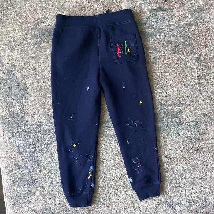 Polo Ralph Lauren Logo Fleece Jogger Pant Navy Paint Splatter 6
