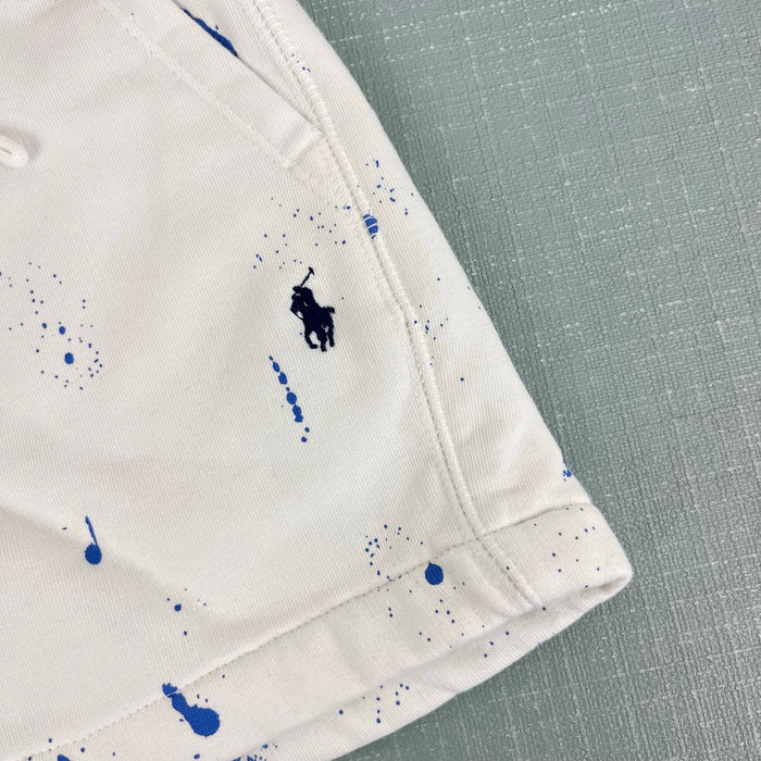 Polo Ralph Lauren Paint-Splatter-Print Fleece Short White Blue 3T