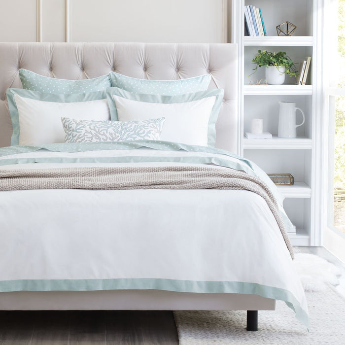 Porcelain Green Linden Border Duvet Cover