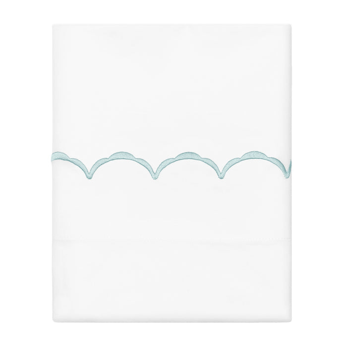 Porcelain Green Wavelet Embroidered Pillowcase Pair