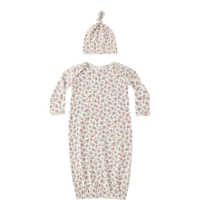 Quincy Mae Bamboo Baby Gown + Hat Set || Wildflower