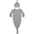 Quincy Mae Knotted Baby Gown + Hat Set | Indigo Stripe
