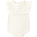 Quincy Mae Pointelle Ruffle Romper || Natural