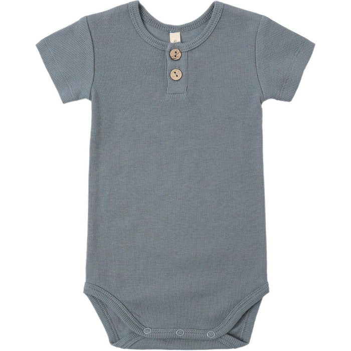 Quincy Mae Ribbed Henley Bodysuit || Ocean