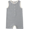 Quincy Mae Ribbed Henley Romper || Ocean Stripe