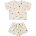 Quincy Mae Waffle Tee + Short Set || Confetti Hearts