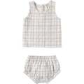 Quincy Mae Woven Tank Set || Blue Plaid