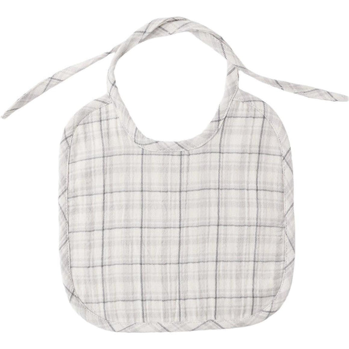 Quincy Mae Woven Tie Bib || Blue Plaid