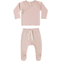 Quincy Mae Wrap Top + Footed Pant Set || Blush