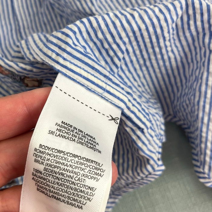 Ralph Lauren Blue Seersucker Bear Button Down Shirt 4T