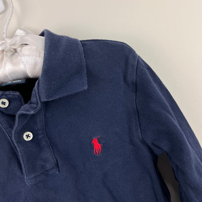 Ralph Lauren Boys Long Sleeve Knit Cotton Polo Shirt Navy Blue 3T