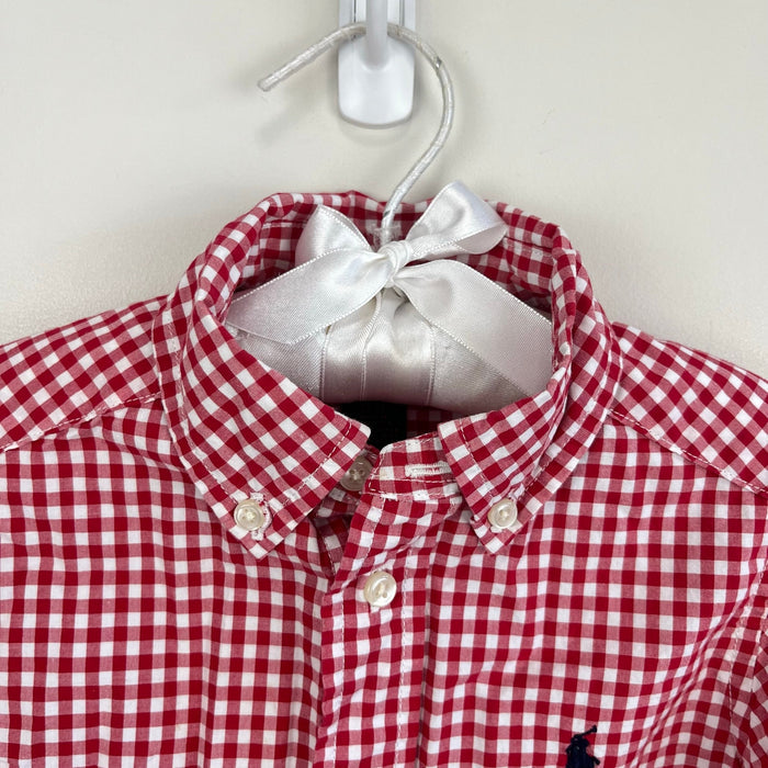 Ralph Lauren Gingham Cotton Poplin Down Shirt Red 2T