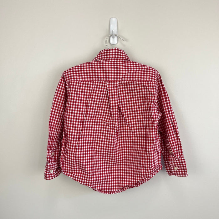 Ralph Lauren Gingham Cotton Poplin Down Shirt Red 2T