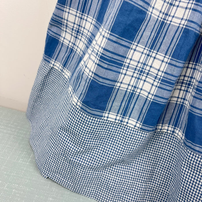 Ralph Lauren Girls Mixed Plaid Cotton Madras Dress Cottage White Blue 12