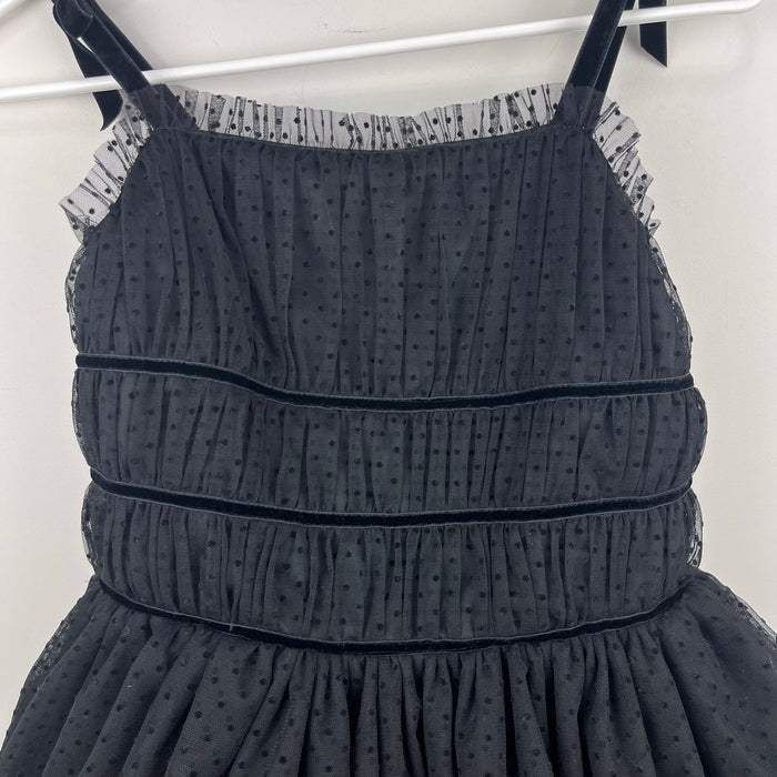 Ralph Lauren Girls Polka Dot Tulle Dress Black 10