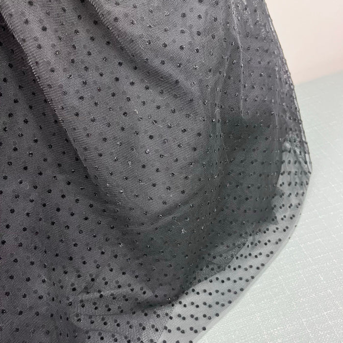 Ralph Lauren Girls Polka Dot Tulle Dress Black 10