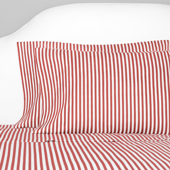 Red Striped Fitted Sheet