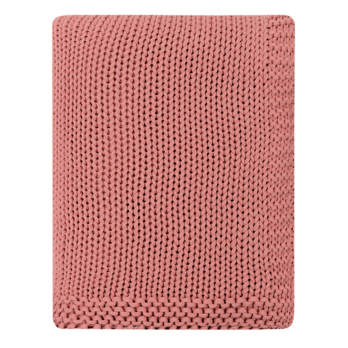 Rose Pink Border Knotted Throw