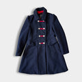 Rothschild Girls Faux Wool Bandmaster Military Dress Coat Midnight Blue 10/12
