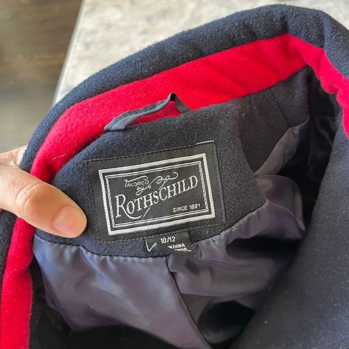 Rothschild Girls Faux Wool Bandmaster Military Dress Coat Midnight Blue 10/12