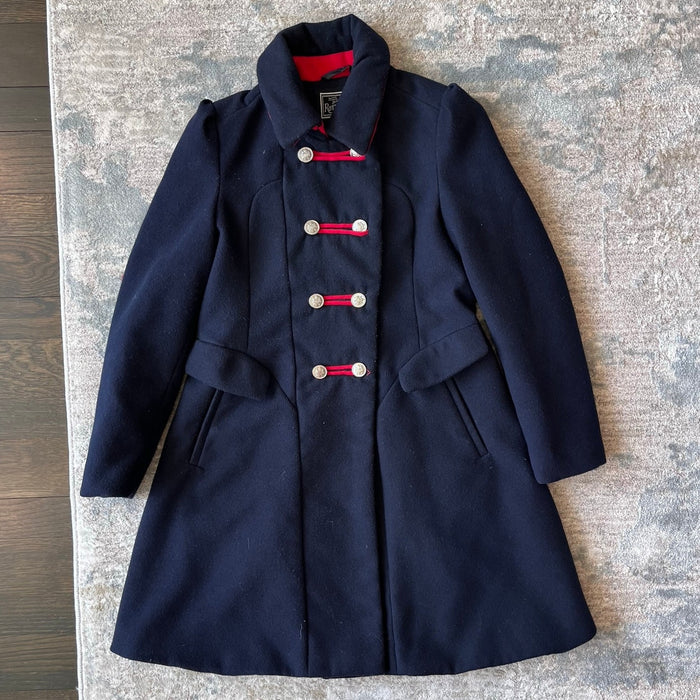 Rothschild Girls Faux Wool Bandmaster Military Dress Coat Midnight Blue 10/12