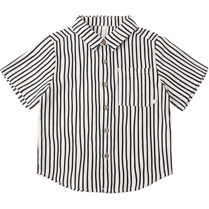 Rylee + Cru Collared Short Sleeve Shirt || Wavy Stripe