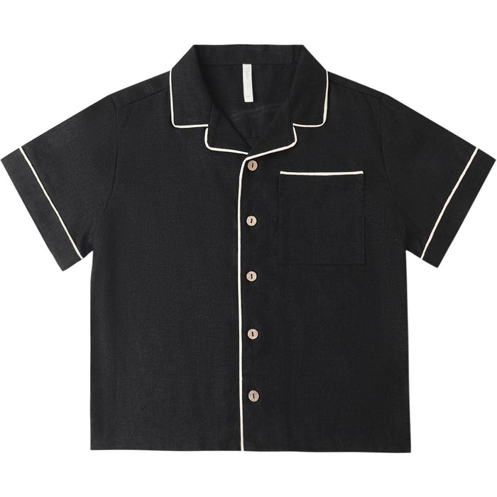 Rylee + Cru Lapel Collared Shirt || Black