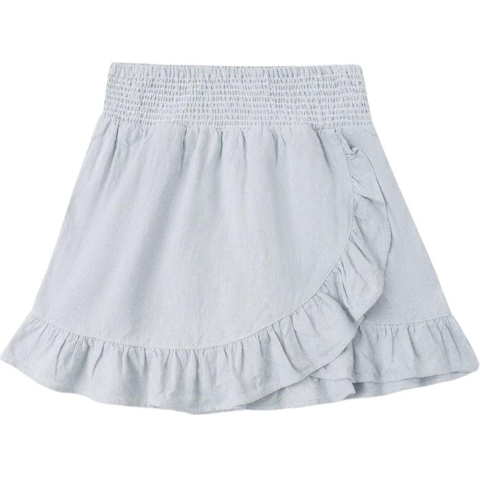 Rylee + Cru Wrap Ruffle Skirt || Heathered Light Blue