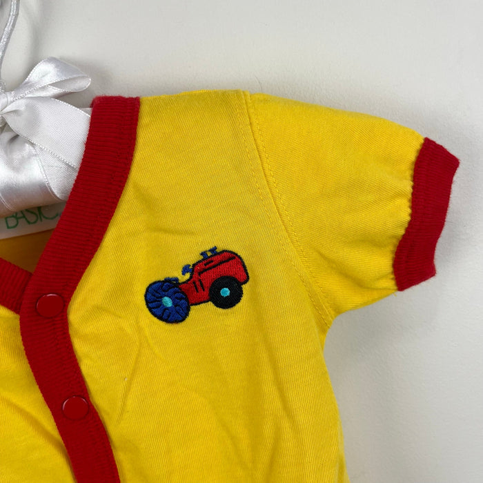 Simply Basic Yellow Tractor Bodysuit Romper 0-3 Months