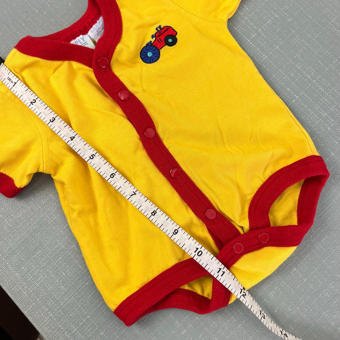 Simply Basic Yellow Tractor Bodysuit Romper 0-3 Months