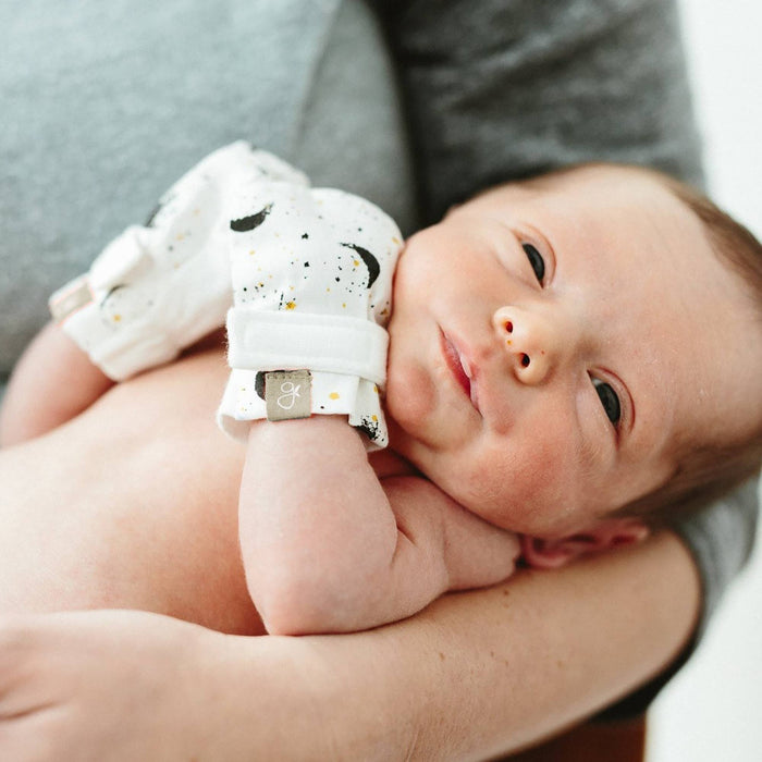 Stay On 2-Pack Baby Mitts - Many Moons + Storm Gray