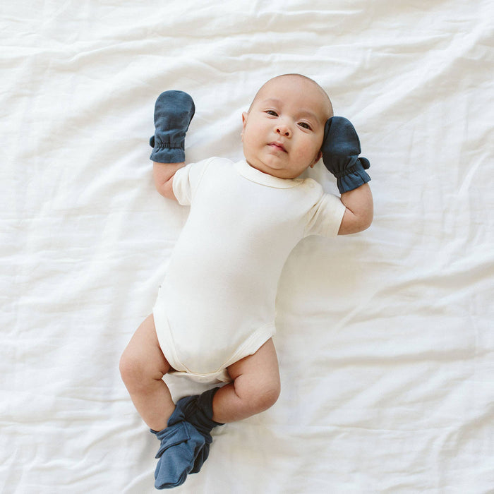 Stay On 2-Pack Baby Mitts - Stripe Gray + Midnight