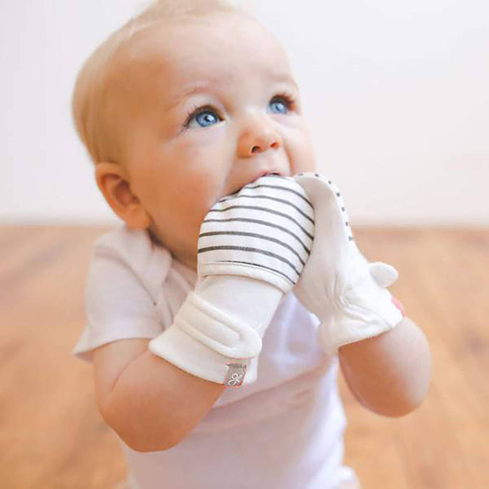 Stay On 2-Pack Baby Mitts - Stripe Gray + Midnight