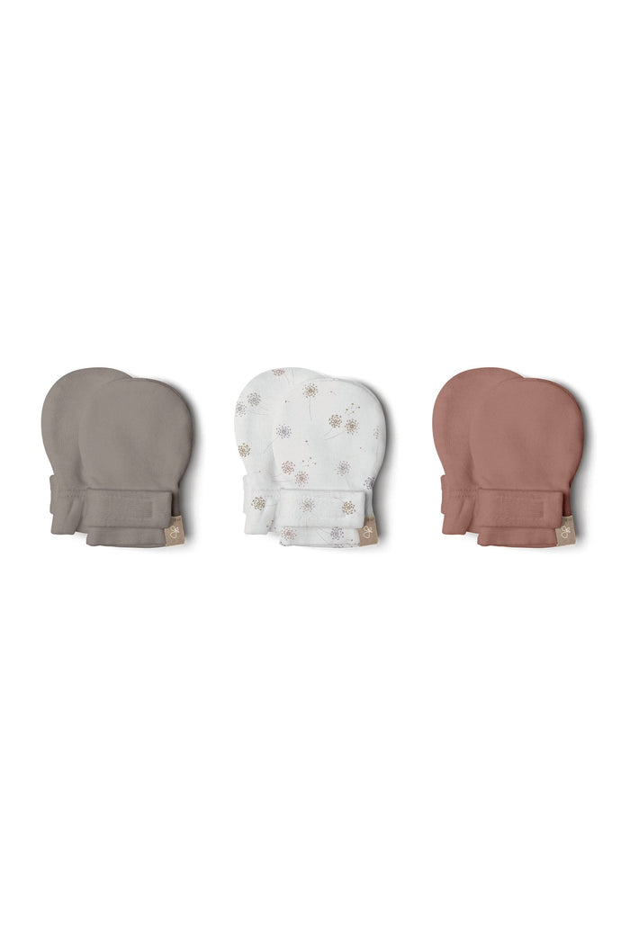 Stay On 3-Pack Baby Mitts - Pewter + Dandelion + High Prairie