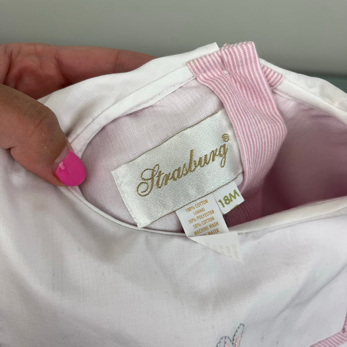 Strasburg Bunny Embroidered Square Collar Dress 18 Months NWT