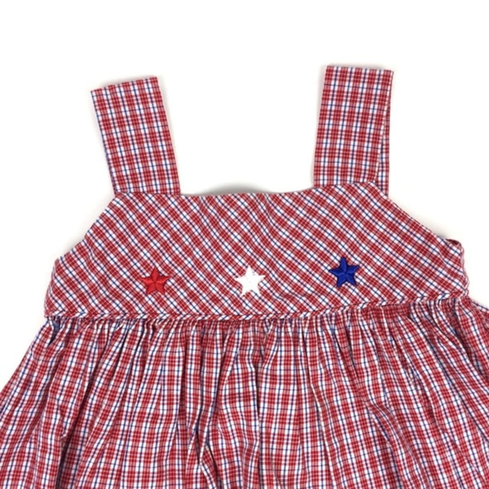 Strasburg Red White Blue Plaid 2 Piece Star Dress Set 12 Months