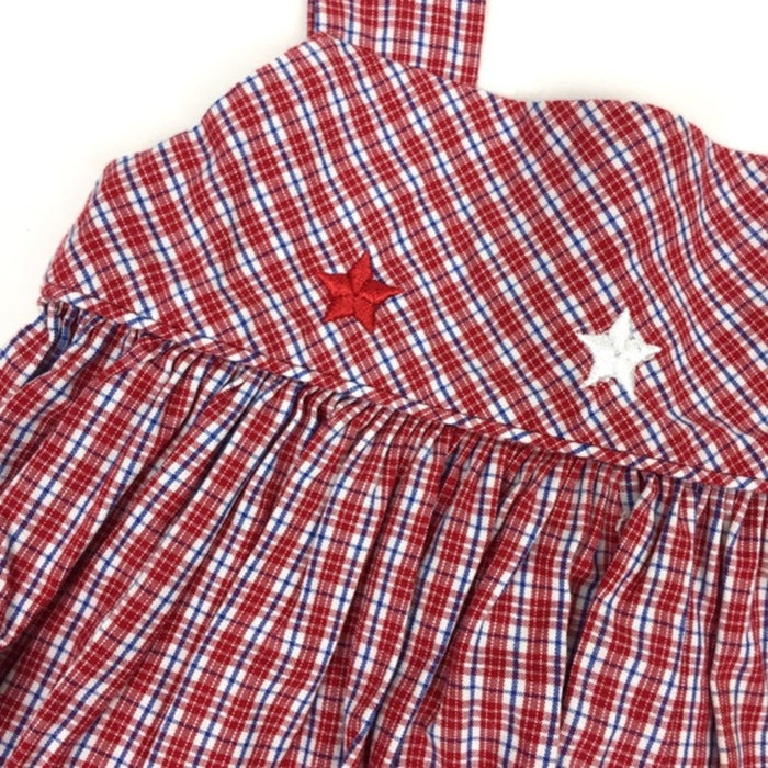 Strasburg Red White Blue Plaid 2 Piece Star Dress Set 12 Months