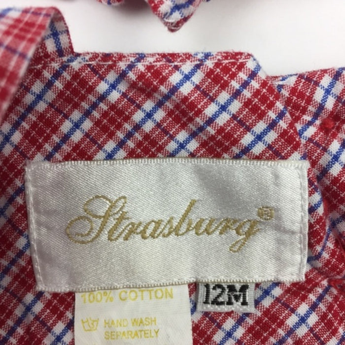 Strasburg Red White Blue Plaid 2 Piece Star Dress Set 12 Months