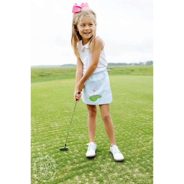 TBBC Paige's Playful Polo Barbados Blue Micro Dot w/ Pink 18-24 Months