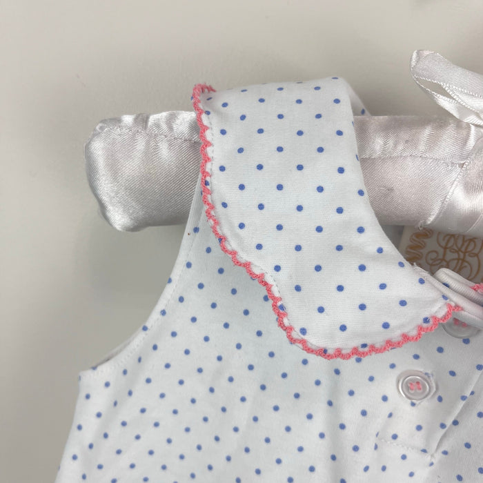 TBBC Paige's Playful Polo Barbados Blue Micro Dot w/ Pink 18-24 Months