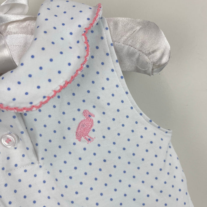 TBBC Paige's Playful Polo Barbados Blue Micro Dot w/ Pink 18-24 Months