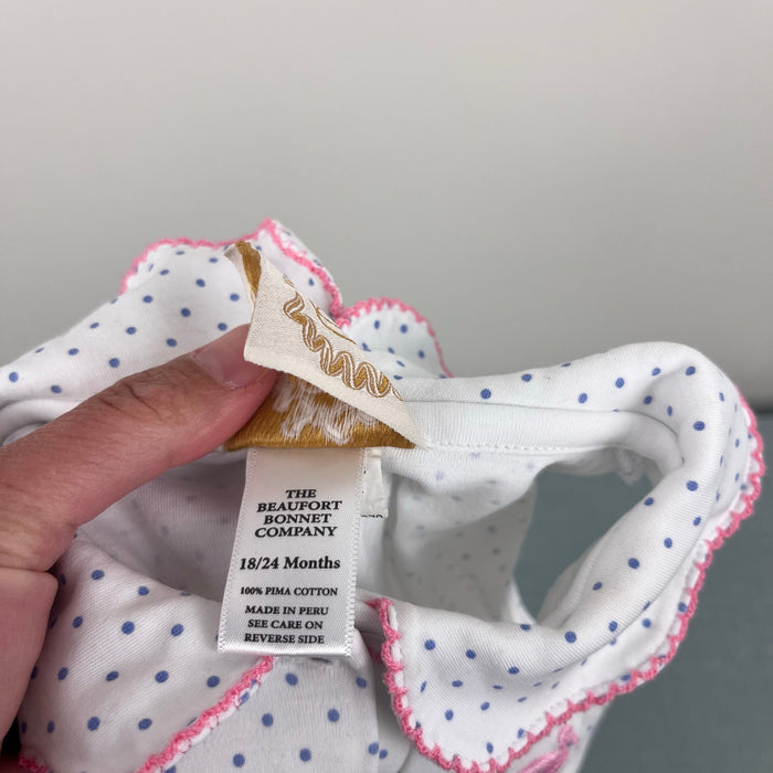 TBBC Paige's Playful Polo Barbados Blue Micro Dot w/ Pink 18-24 Months