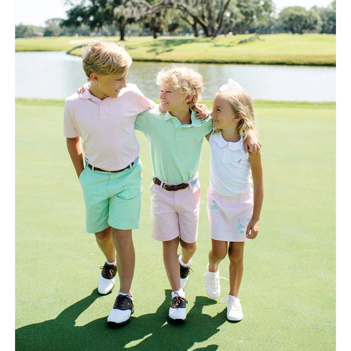TBBC Paige's Playful Polo Barbados Blue Micro Dot w/ Pink 18-24 Months
