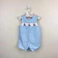The Bailey Boys Smocked Blue Sailboat Jon Jon Romper 12 Months