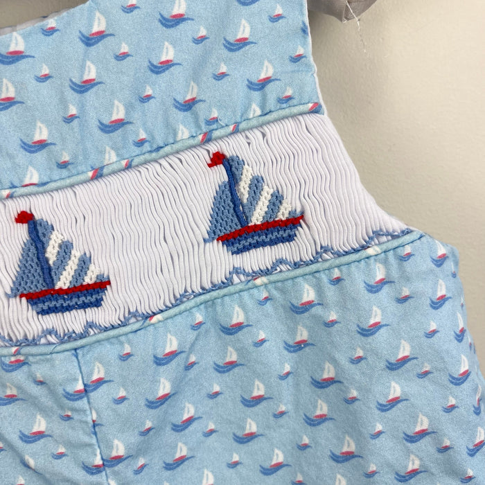 The Bailey Boys Smocked Blue Sailboat Jon Jon Romper 12 Months
