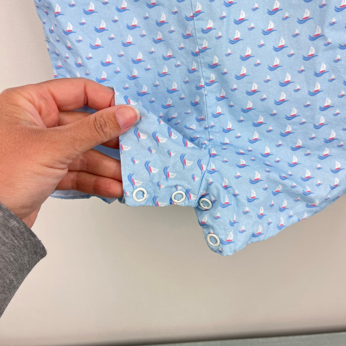 The Bailey Boys Smocked Blue Sailboat Jon Jon Romper 12 Months
