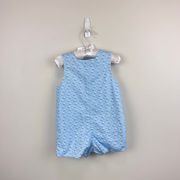 The Bailey Boys Smocked Blue Sailboat Jon Jon Romper 12 Months