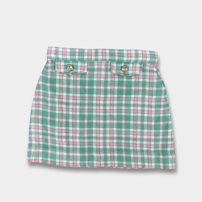 The Beaufort Bonnet Company Perrin Pocket Skirt Putney Plaid with Brass Buttons 8