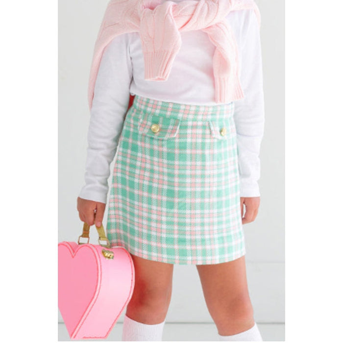 The Beaufort Bonnet Company Perrin Pocket Skirt Putney Plaid with Brass Buttons 8